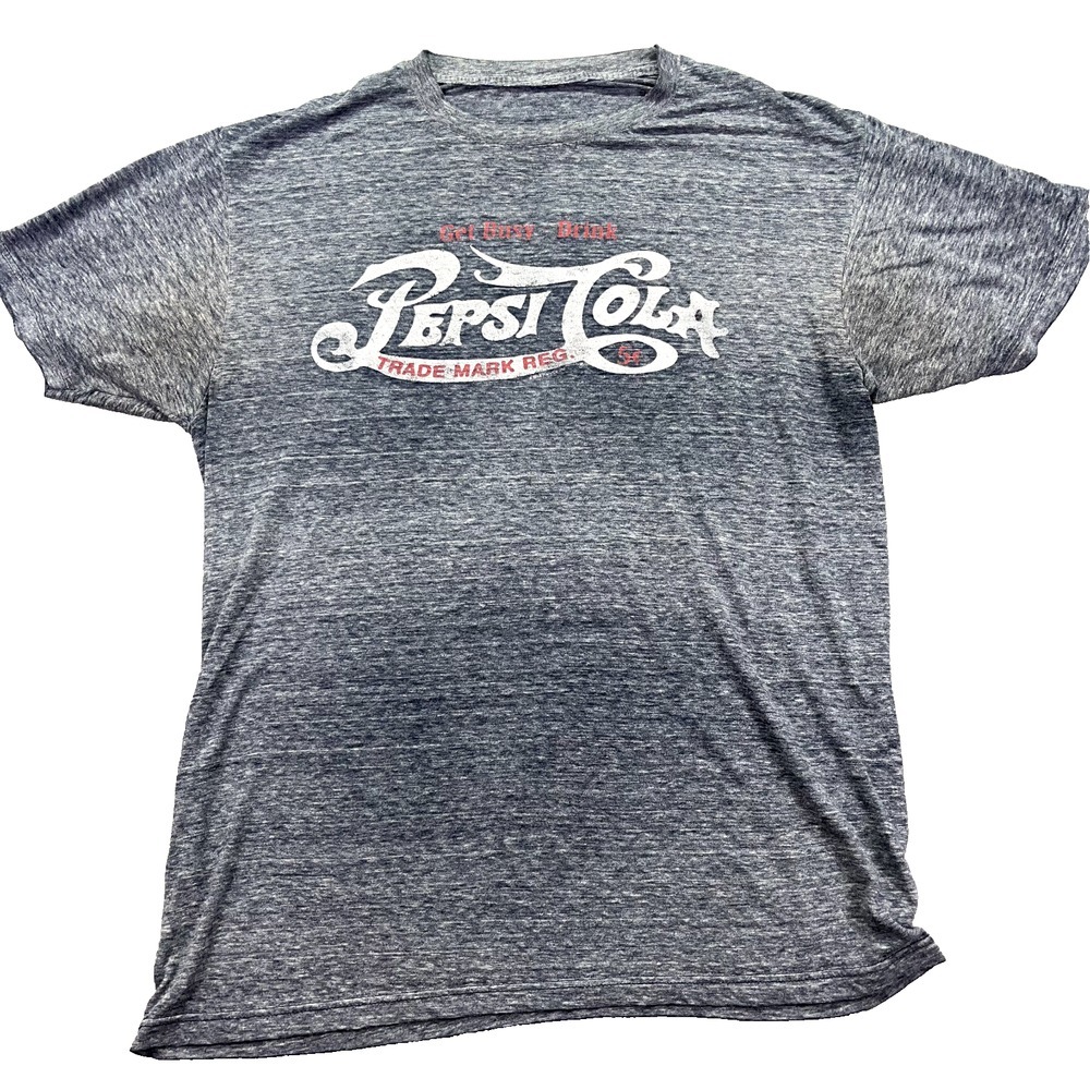 Vtg Pepsi Cola Men T-Shirt Sz M Blue Get Busy Drink Logo Graphic Crew‎ Neck